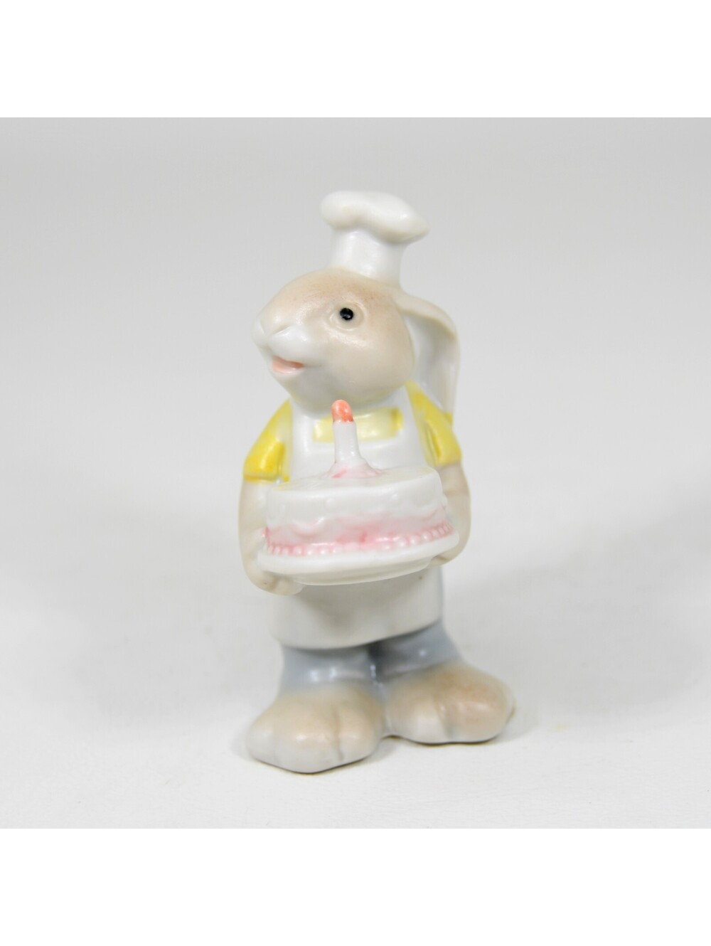 VTG Fitz & Floyd Japan Porcelain Bunny Rabbit Birthday Cake Mini Figurine 1980s